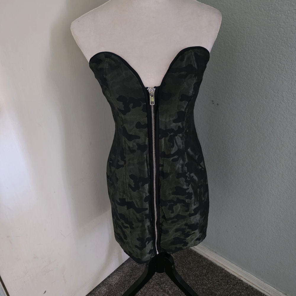 Asos  Design By LaQuan Smith Strapless Camouflage Dress